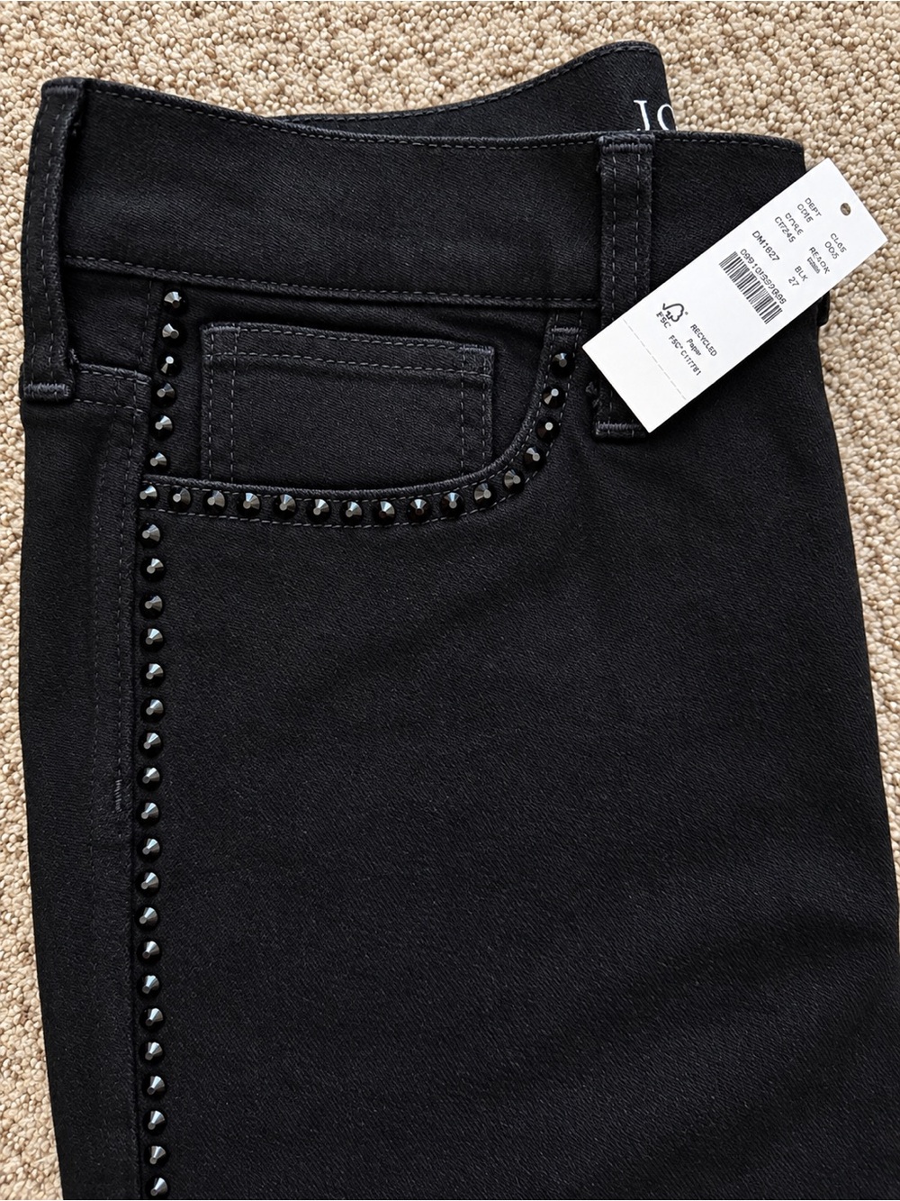 J. Crew Black Skinny Jeans with Stud Detailing